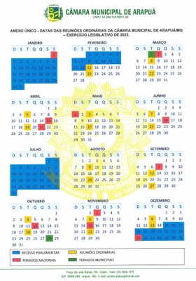 CALENDÁRIO DE REUNIÕES ORDINÁRIAS - 2022