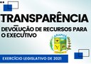 DEVOLUÇÃO DE RECURSOS PARA A PREFEITURA MUNICIPAL DE ARAPUÁ/MG